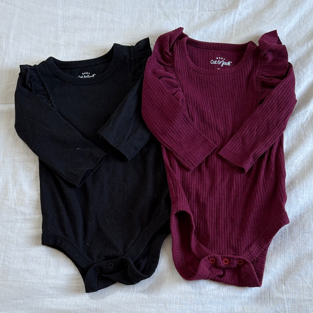 Cat & Jack Black and Burgundy Bodysuits